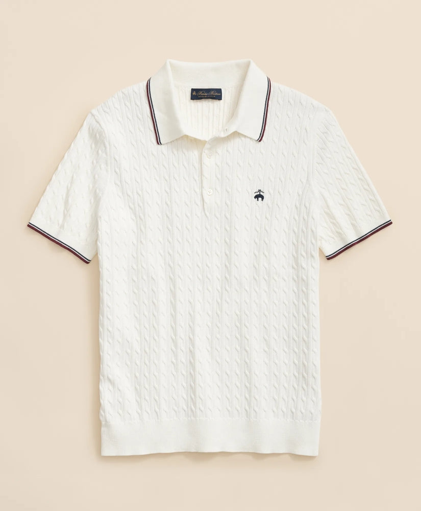 Men Cable Knit Archive Tennis Polo in Supima - Brooks Brothers Gift