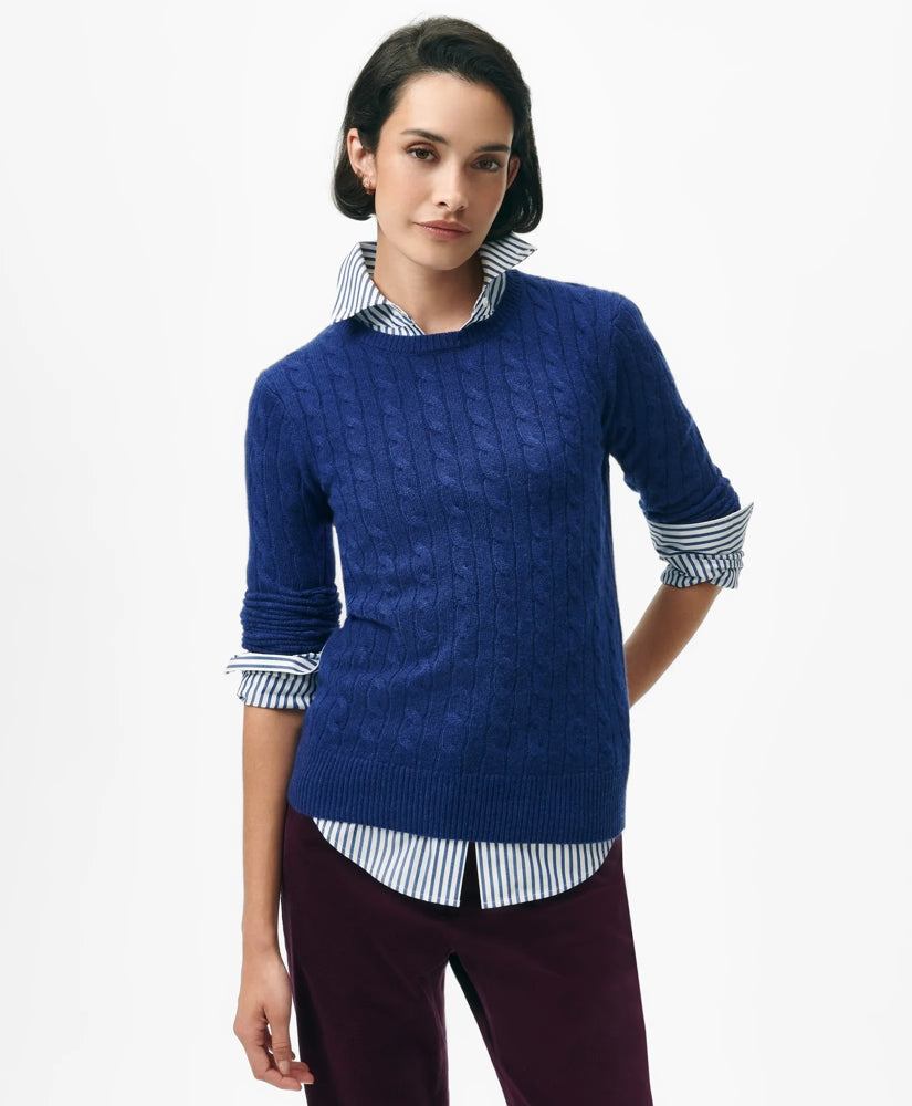 Sale Cashmere Cable Crewneck Sweater - Brooks Brothers Outlet