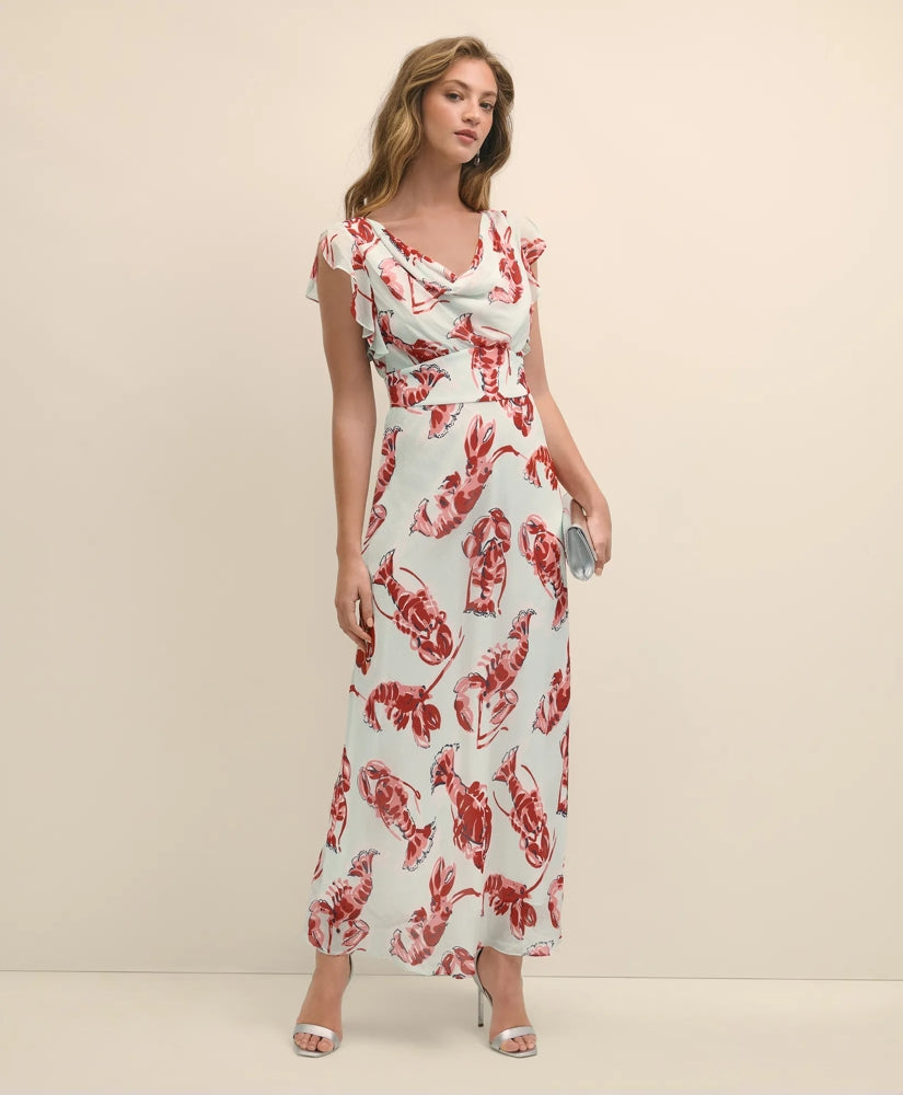 Sale Chiffon Lobster Maxi Dress - Brooks Brothers Outlet