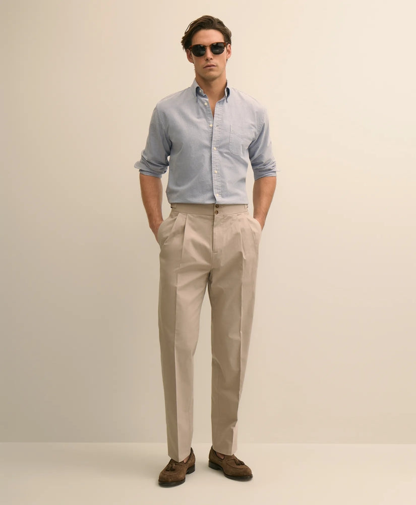 Men Classic Fit Cotton Blend Side-Tab Dress Pants - Brooks Brothers Online