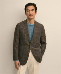 Men Classic Fit Linen-Cotton-Wool Hopsack Windowpane Sport Coat - Brooks Brothers Near me