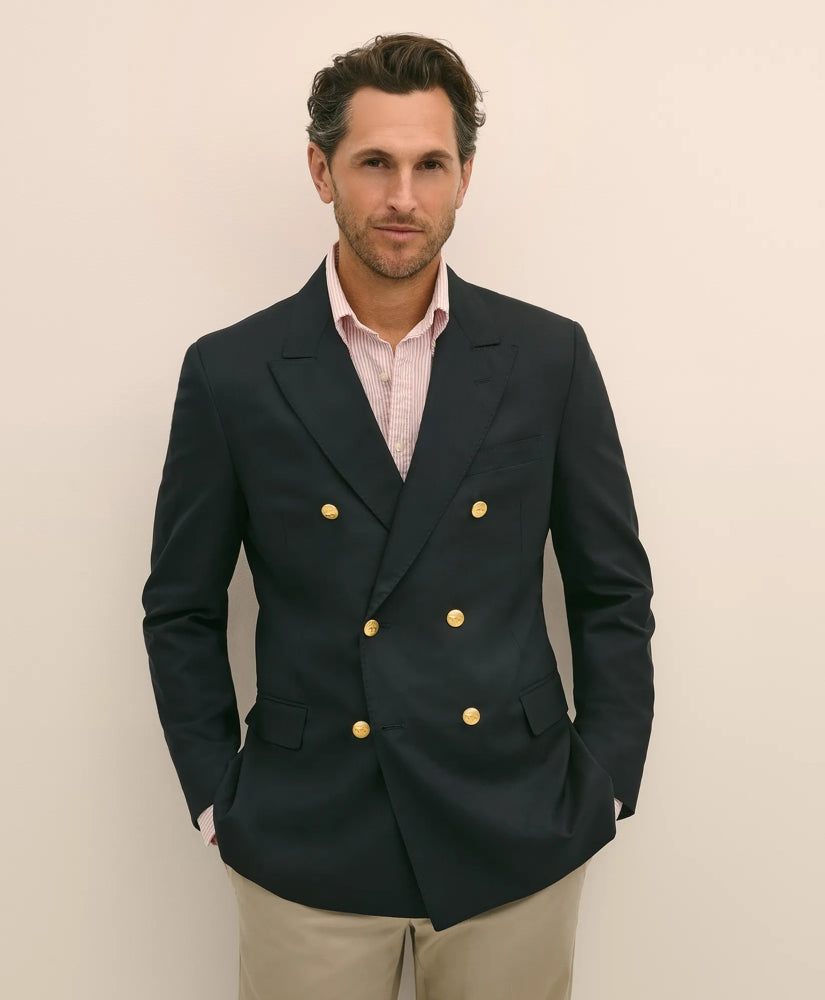Men Classic Fit Stretch Wool Double-Breasted 1818 Blazer - Brooks Brothers sale
