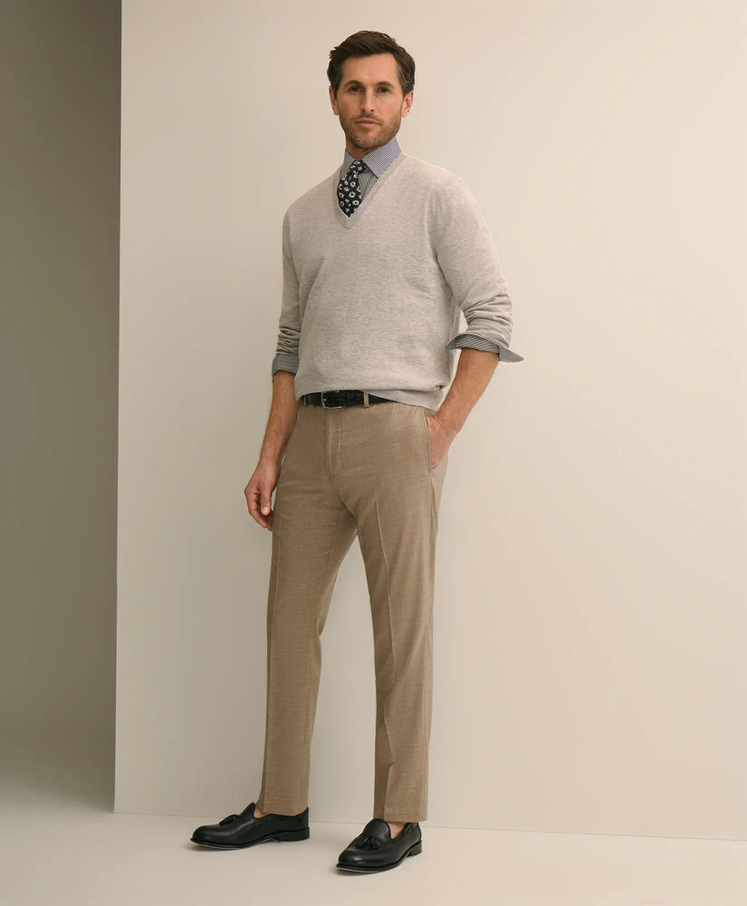 Men Classic Fit Wool Blend Plain Front 1818 Trousers - Brooks Brothers On sale