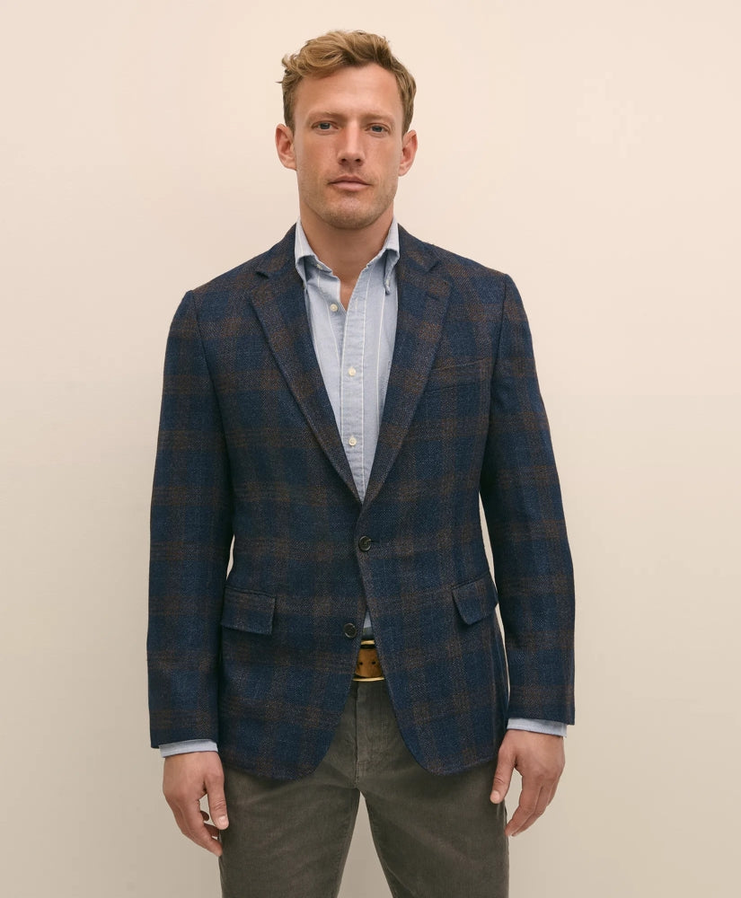 Sale Classic Fit Wool-Cotton-Silk-Cashmere Hopsack Check Sport Coat - Brooks Brothers Near me