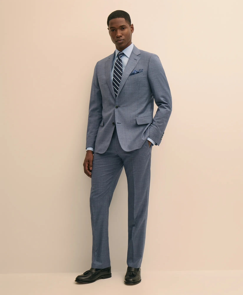 Men Classic Fit Wool Mini-Houndstooth 1818 Suit - Brooks Brothers Discount