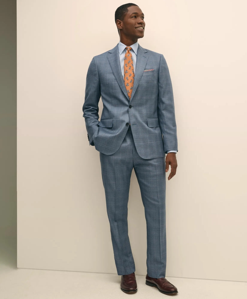 Men Classic Fit Wool Overcheck 1818 Suit