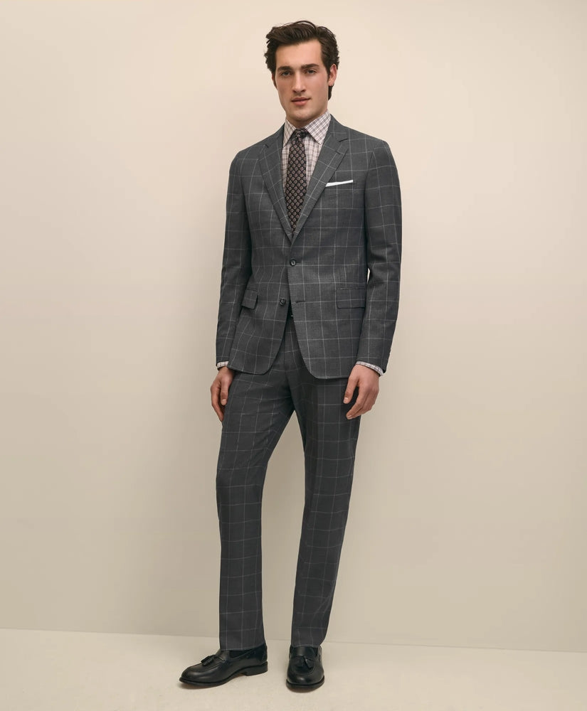 Tailored Classic Fit Wool Windowpane 1818 Suit - Brooks Brothers