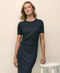 Women Classic Short-Sleeve Jersey Crewneck Sweater - Brooks Brothers Gift