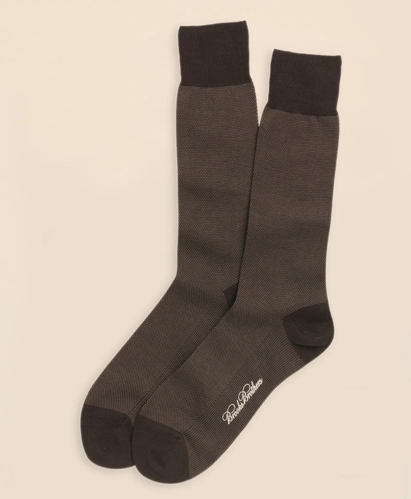 Men Cotton Bird's Eye Crew Socks - Brooks Brothers Outlet