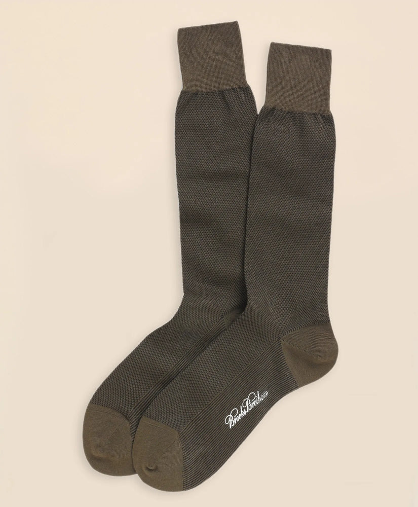 Men Cotton Bird's Eye Crew Socks - Brooks Brothers Outlet