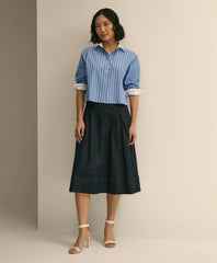 Women Cotton Blend A-Line Denim Skirt - Brooks Brothers Discount