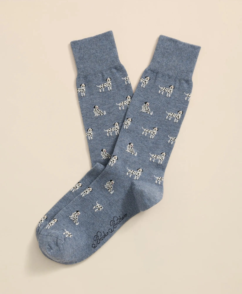 Men Cotton-Blend Dalmatian Socks - Brooks Brothers Online