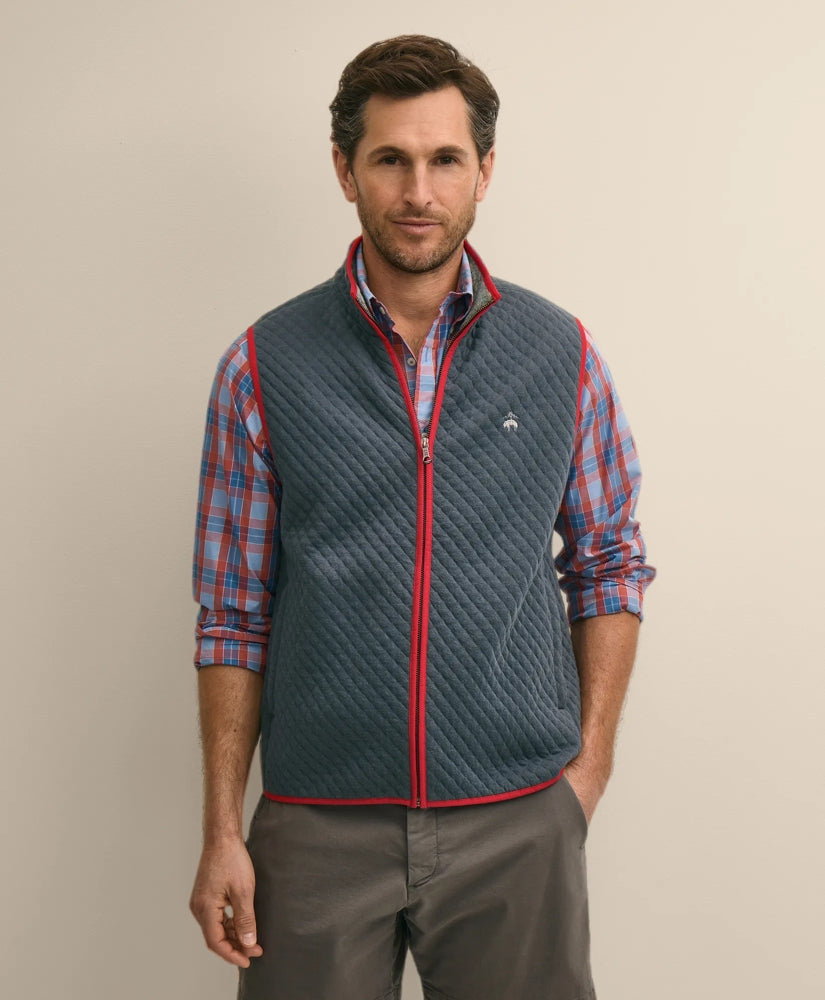 Men Cotton-Blend Diamond-Quilted Full-Zip Vest - Brooks Brothers