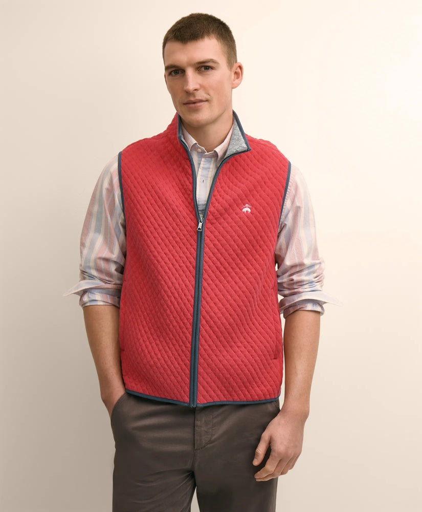 Men Cotton-Blend Diamond-Quilted Full-Zip Vest - Brooks Brothers