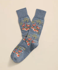 Men Cotton Blend Flamingo Motif Socks - Brooks Brothers