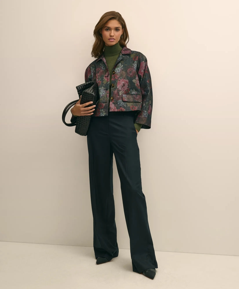 Sale Cotton Blend Floral Jacquard Cropped Jacket - Brooks Brothers For sale
