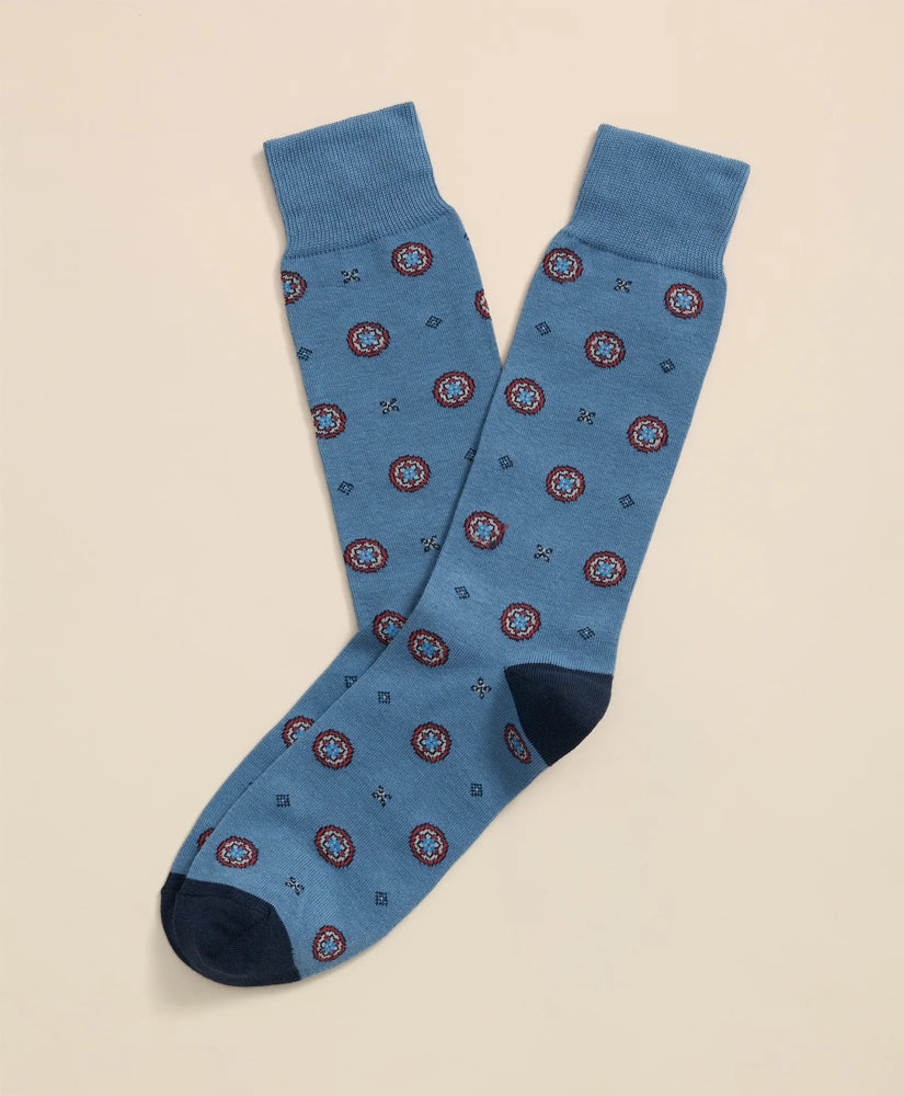 Men Cotton-Blend Foulard Socks - Brooks Brothers Outlet