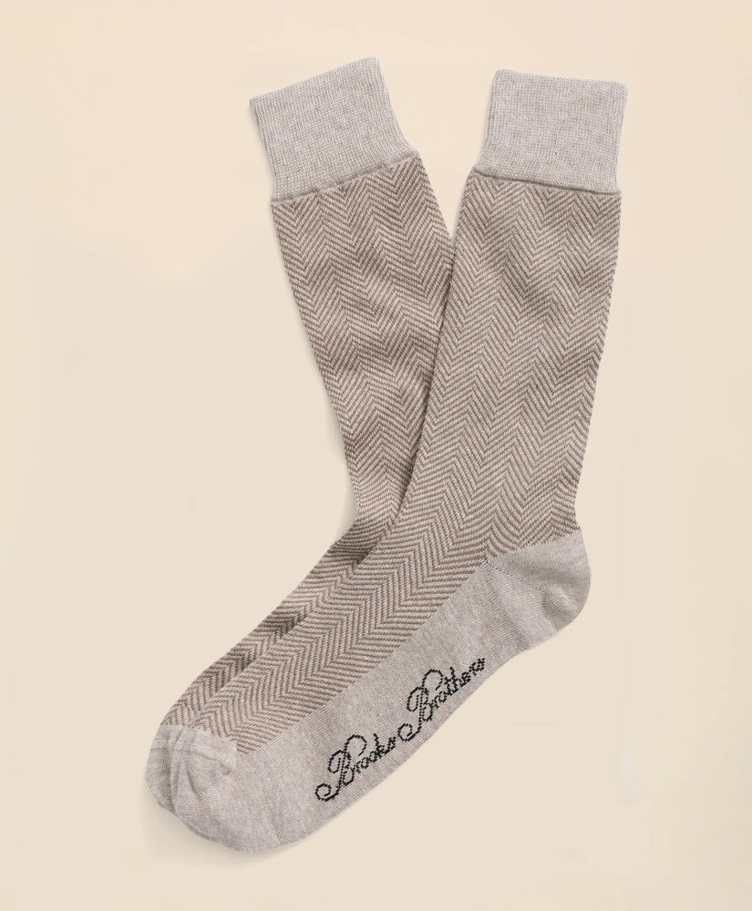 Men Cotton Blend Herringbone Socks - Brooks Brothers Gift