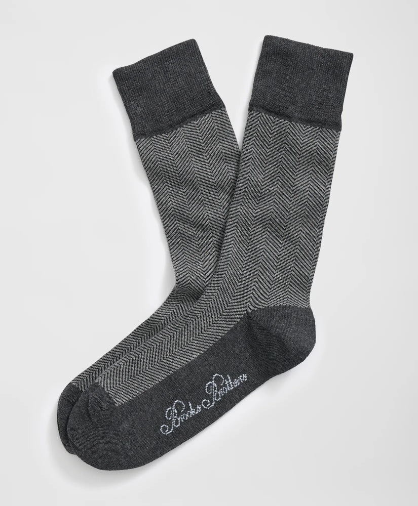 Men Cotton Blend Herringbone Socks - Brooks Brothers Gift