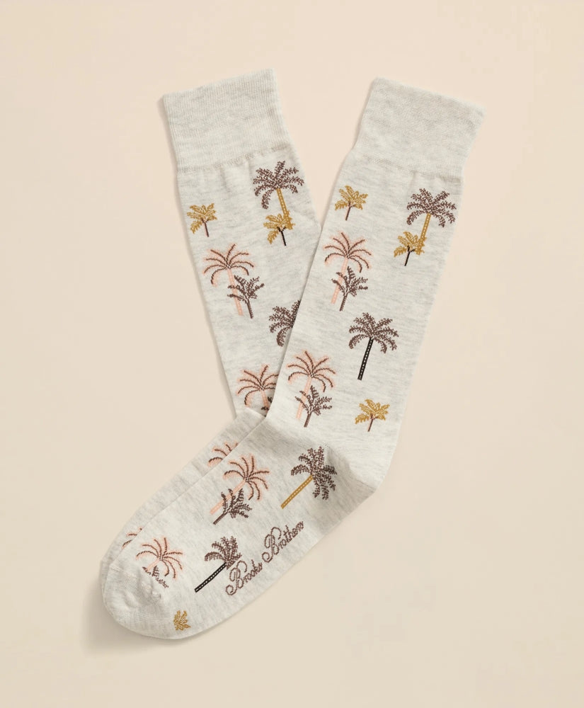 Men Cotton Blend Palm-Tree Motif Socks - Brooks Brothers sale