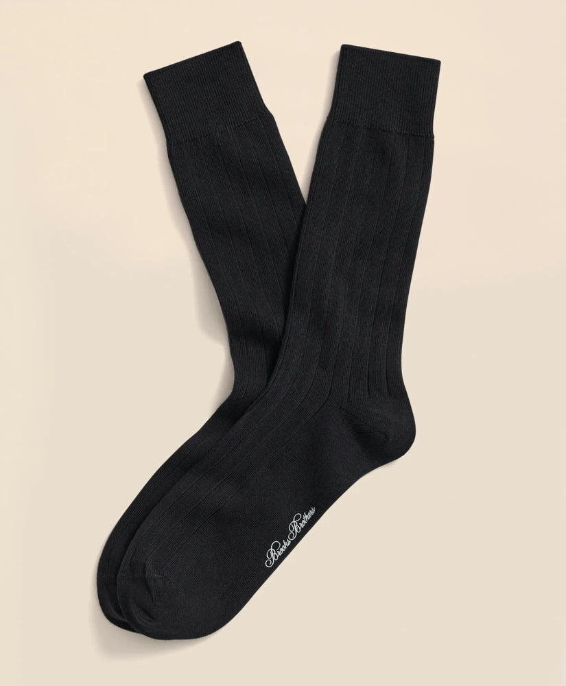 Men Cotton Blend Ribbed Crew Socks - Brooks Brothers Gift