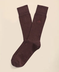 Men Cotton Blend Ribbed Socks - Brooks Brothers US