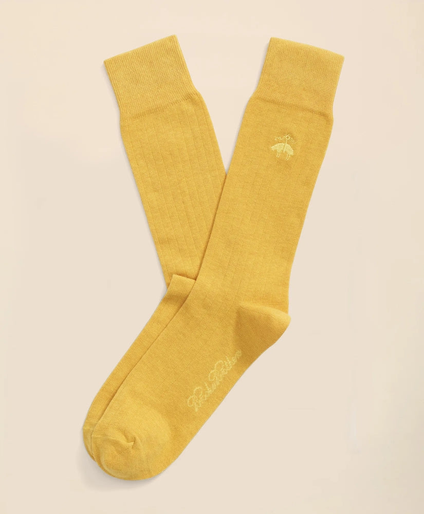 Men Cotton Blend Ribbed Socks - Brooks Brothers US