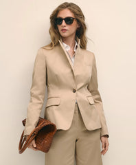Sale Cotton Blend Sateen Single-Button Peak Lapel Jacket - Brooks Brothers Outlet