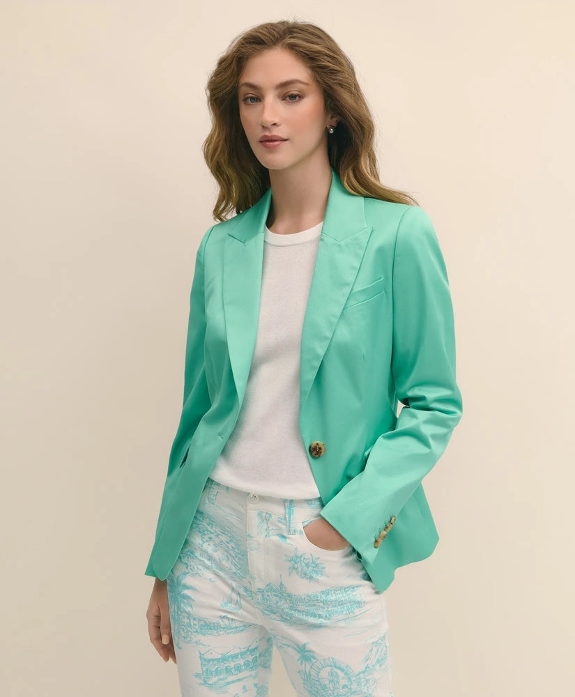Sale Cotton Blend Sateen Single-Button Peak Lapel Jacket - Brooks Brothers Outlet