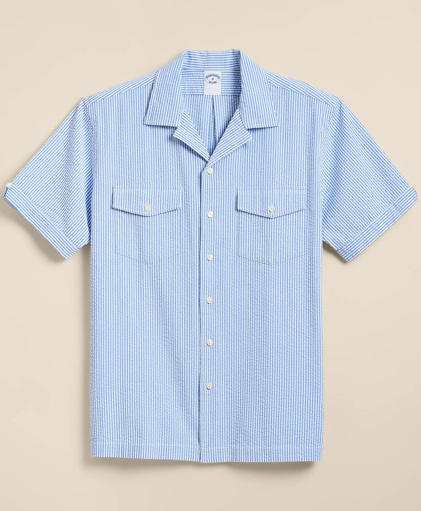 Shirts Cotton Blend Seersucker Camp Collar Shirt - Brooks Brothers Gift