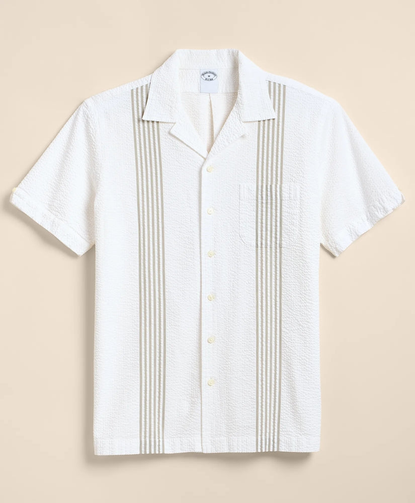 Shirts Cotton Blend Seersucker Camp Collar Shirt - Brooks Brothers US