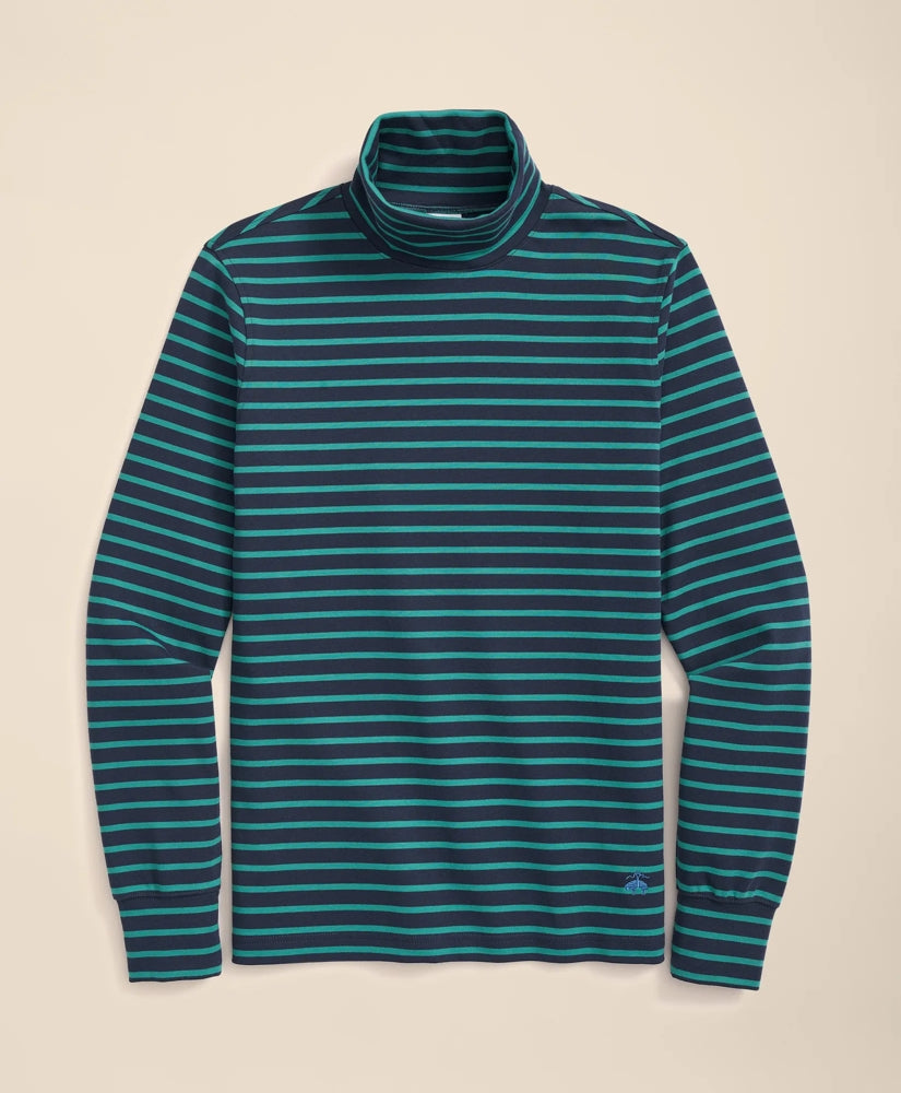 Sale Cotton Blend Striped Turtleneck - Brooks Brothers On sale
