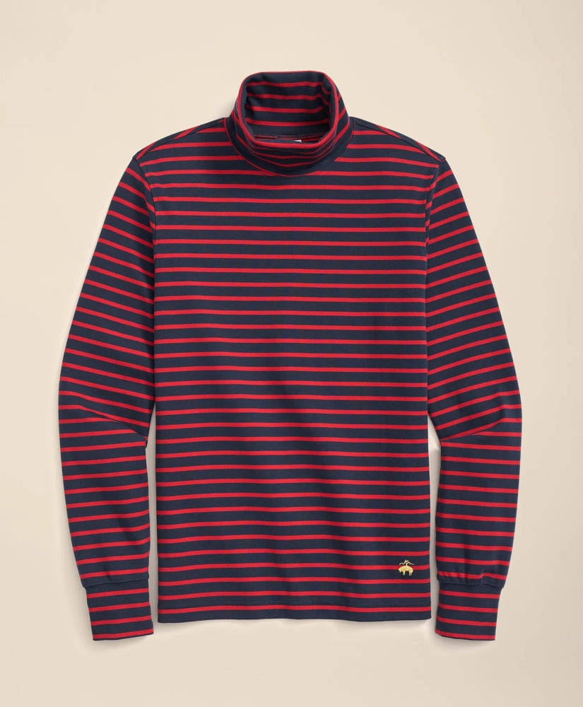 Sale Cotton Blend Striped Turtleneck - Brooks Brothers On sale