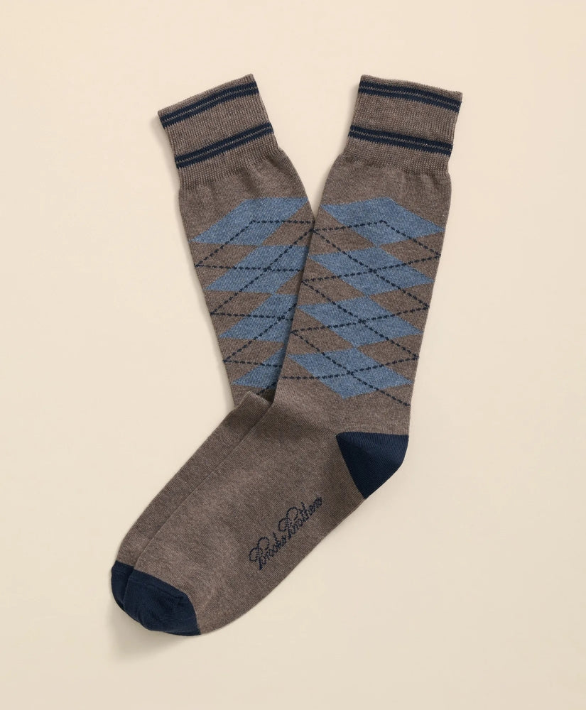 Men Cotton-Blend Tipped Argyle Socks - Brooks Brothers On sale