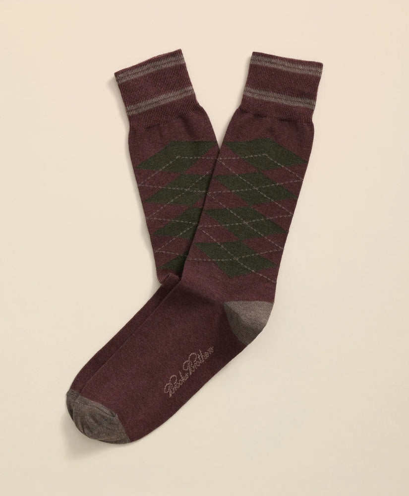 Men Cotton-Blend Tipped Argyle Socks - Brooks Brothers On sale