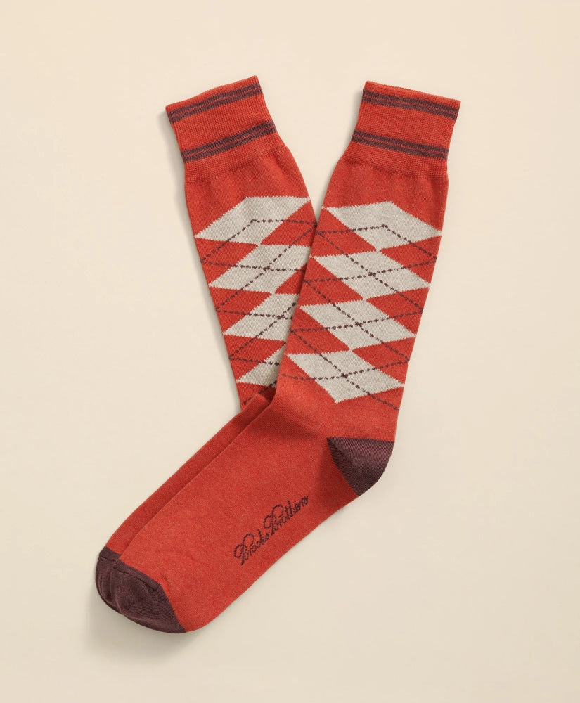 Men Cotton-Blend Tipped Argyle Socks - Brooks Brothers On sale