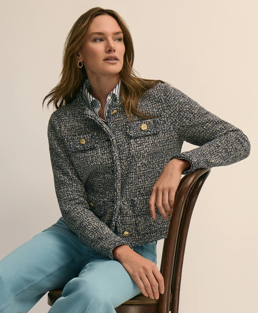 Women Cotton Blend Tweed Jacket - Brooks Brothers Online