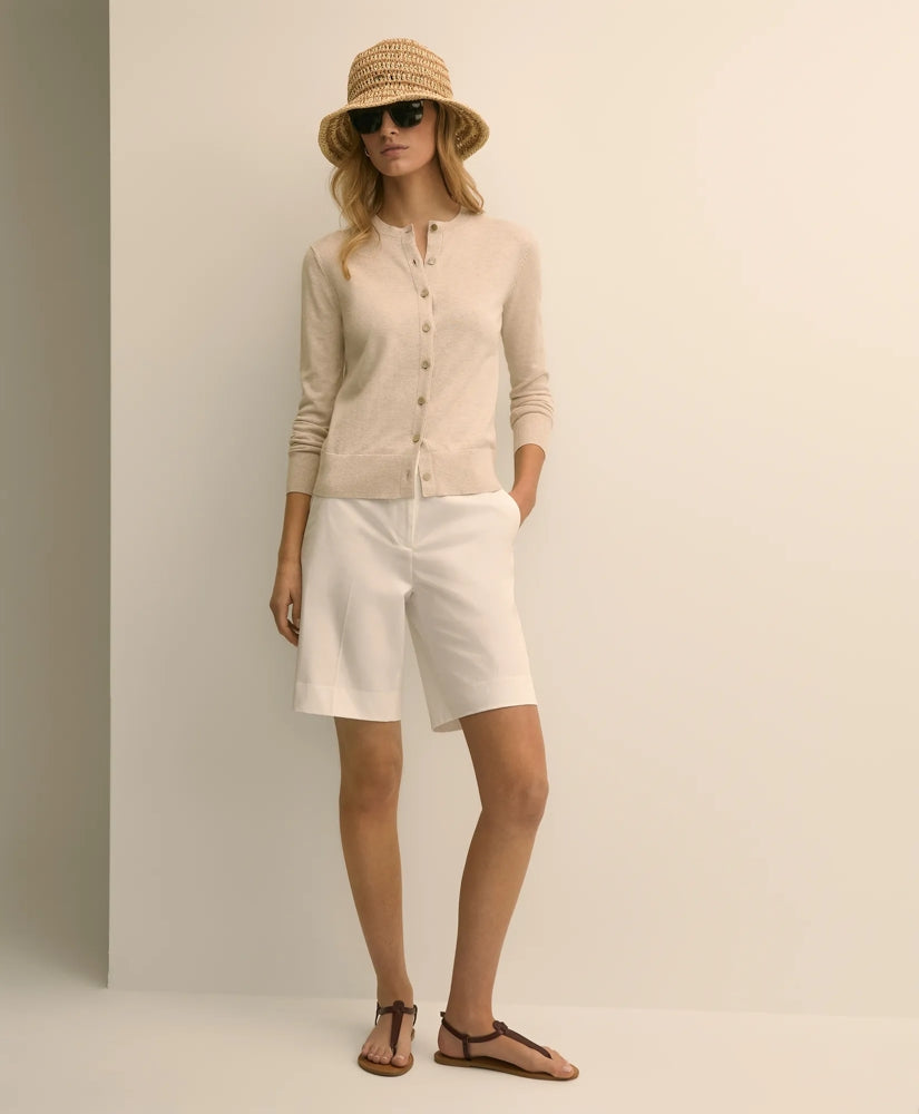 Women Cotton Blend Twill Bermuda Shorts - Brooks Brothers Discount