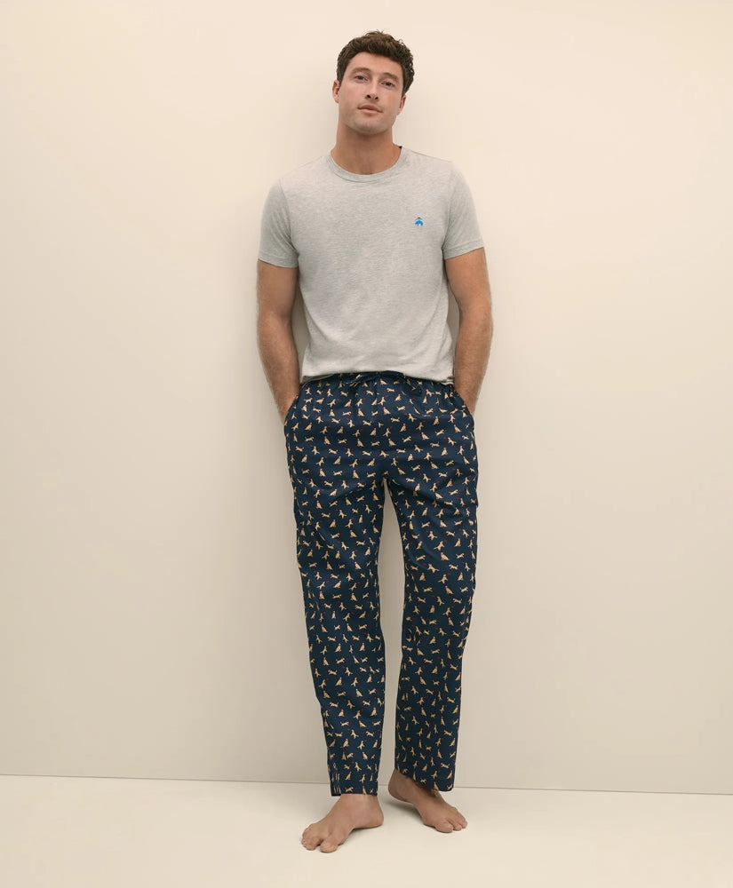 Sale Cotton Broadcloth Frisbee Dog Lounge Pants - Brooks Brothers Near me