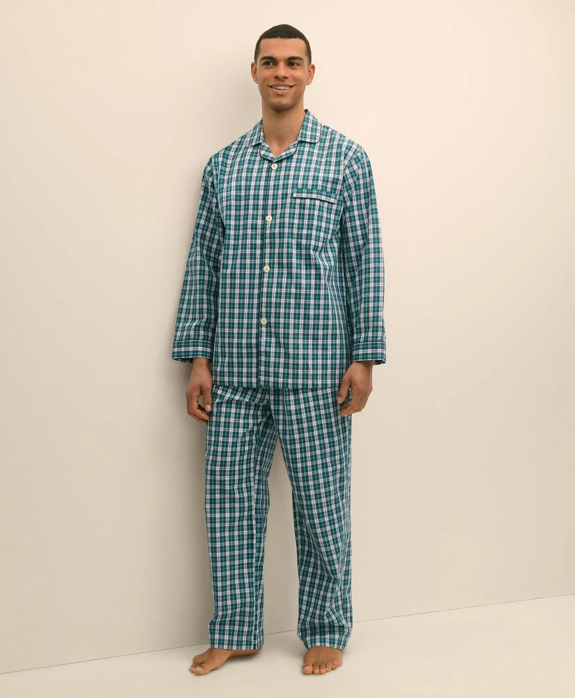 Sale Cotton Broadcloth Plaid Pajamas - Brooks Brothers Outlet