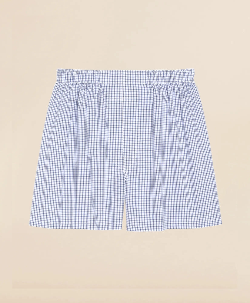 Men Cotton Broadcloth Small Check Boxers - Brooks Brothers sale