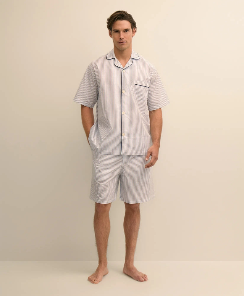 Men Cotton Broadcloth Stripe Short Pajamas - Brooks Brothers sale