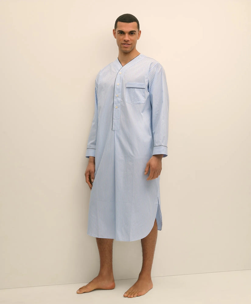 Men Cotton Broadcloth Striped Nightshirt - Brooks Brothers For sale