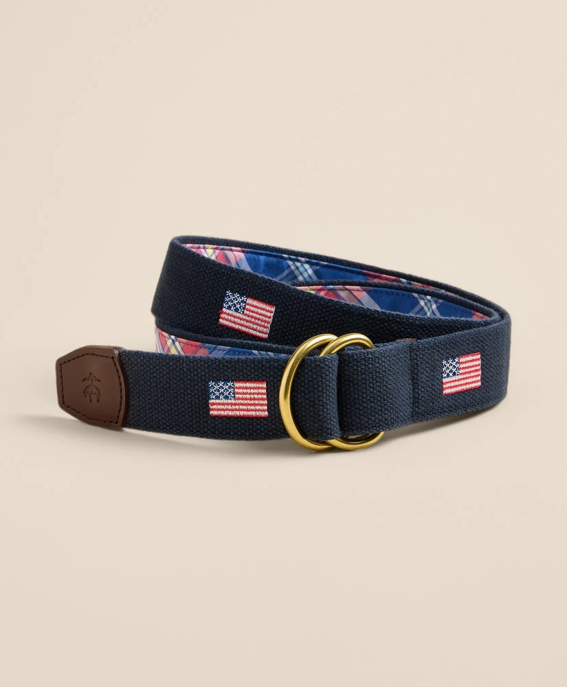 Men Cotton Flag Embroidered Belt - Brooks Brothers US