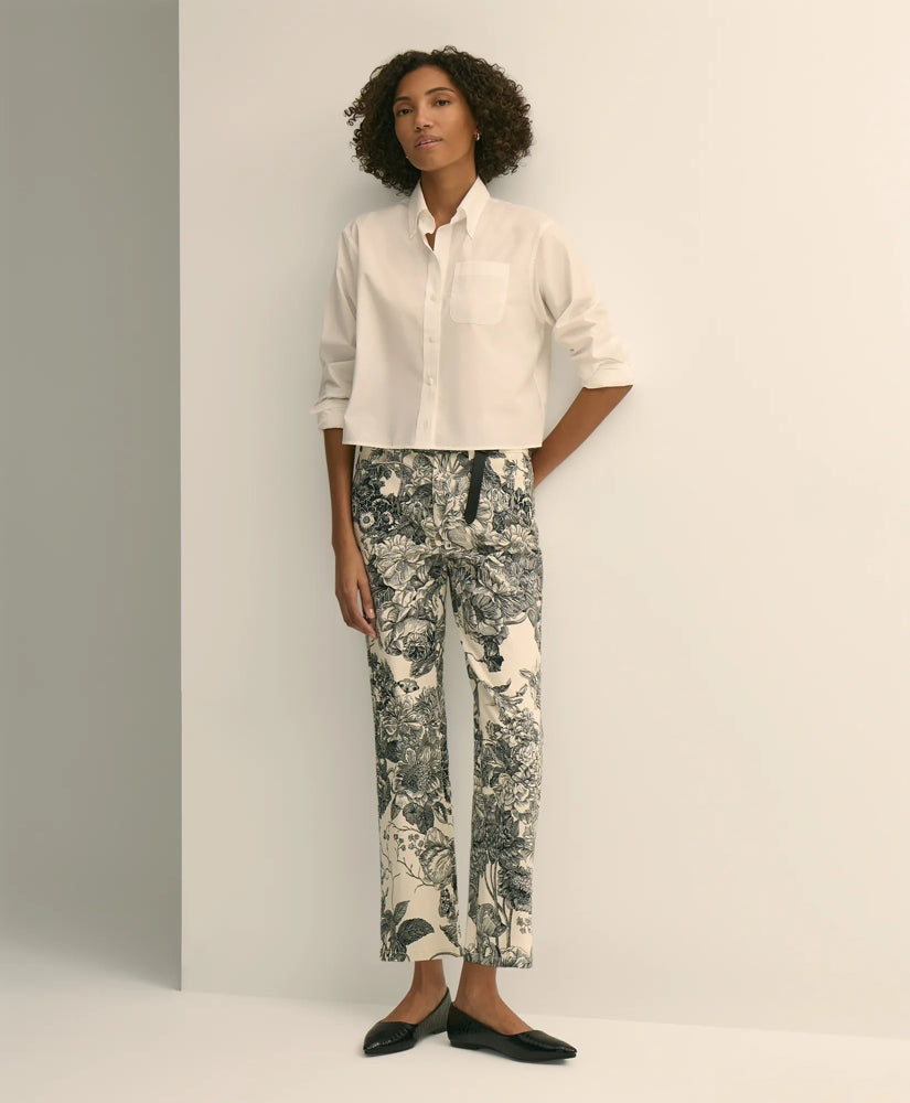 Sale Cotton Floral Cropped Kick Flare Jeans - Brooks Brothers Gift