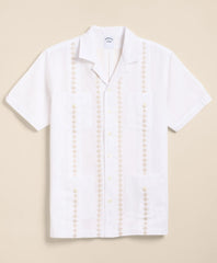 Men Cotton Guayabera Embroidered Short-Sleeve Shirt