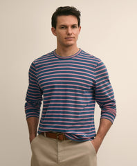 Shirts Cotton Indigo-Dyed Heavyweight Mariner Stripe Long-Sleeve T-Shirt - Brooks Brothers Gift