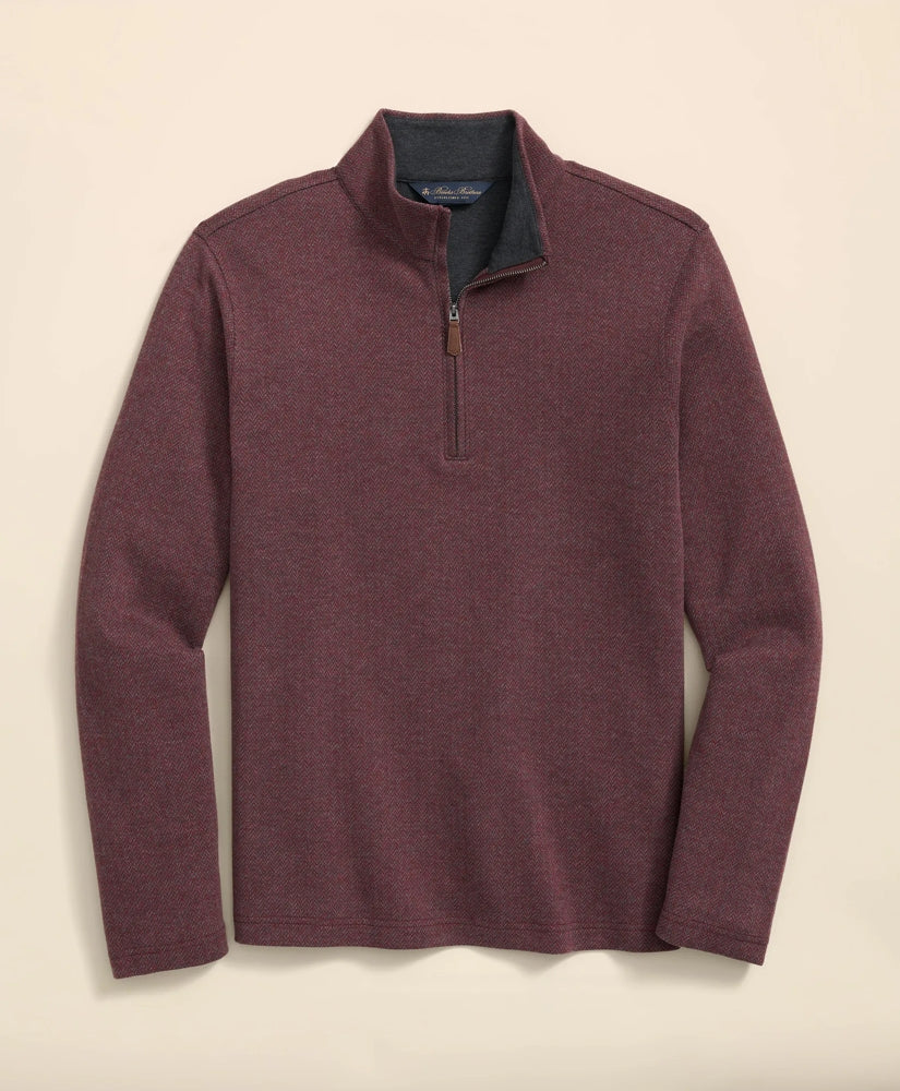 Sale Cotton Herringbone Quarter-Zip - Brooks Brothers