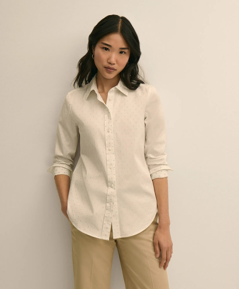 Shirts Cotton Jacquard Clip-Dot Shirt - Brooks Brothers On sale
