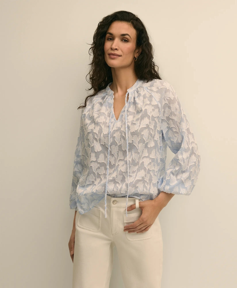 Women Cotton Jacquard Peasant Blouse - Brooks Brothers For sale